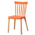 Fabulaxe Modern Plastic Dining Chair Windsor Design with Beech Wood Legs, Orange QI004223.OR